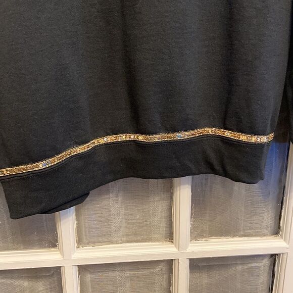 Handcrafted Cold Sequin and Floral Embroidered Black Cardigan - Picture 8 of 12